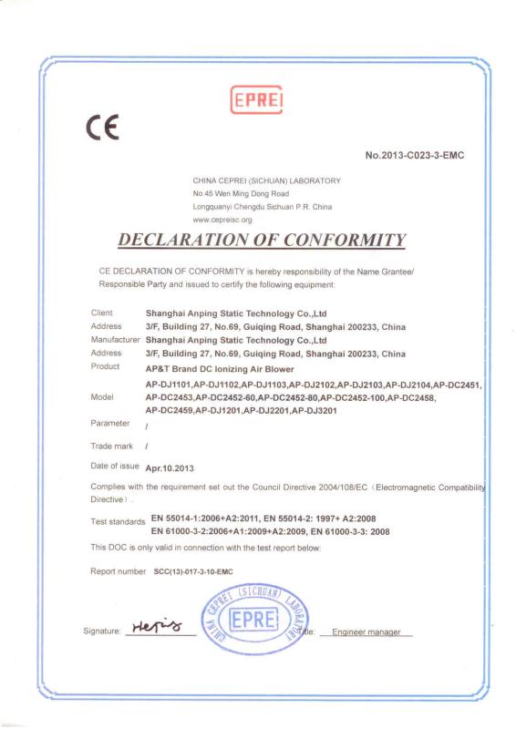 CEcertificate - Shanghai Anping Static Technology Co.,Ltd