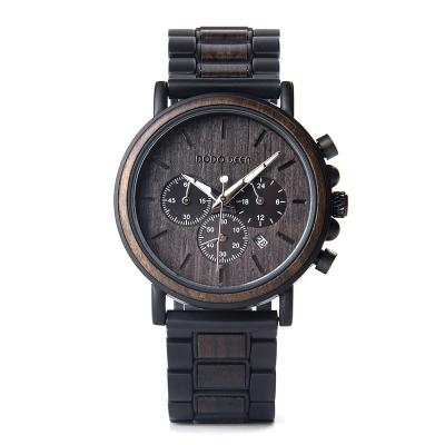 China Delicate Quartz Gents Wrist Watch Environmental Protection Round Pale Wood Chain for sale
