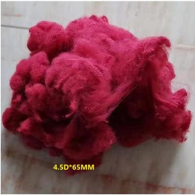 China 2.5Dtex*51mm Solid Bright Red Recycled color polyester staple fiber for Filling Material, Non-Woven Fabric, Spinning for sale