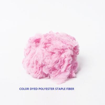 China Industrial 1.2D 76mm Recycled Polyester Fiber Cherry Blossom Pink Polyester Raw Material for sale