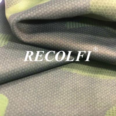 China Camo Print Recycled Mesh Fabric Roica Spandex X Lite Weight Top Green Tai Wan Yarns for sale