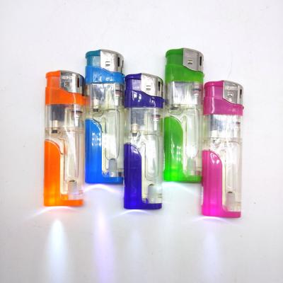 China Transparent Color Cigarette Lighter with LED Custom Logo Electric Lighter Customization for sale