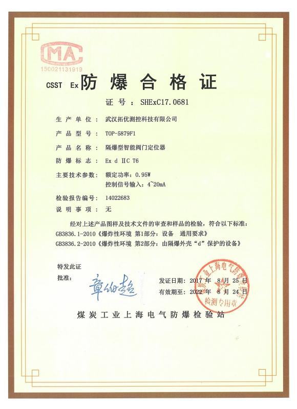 Explosion-proof certificate - Wuhan TORLEO Intelligent Co., Ltd.
