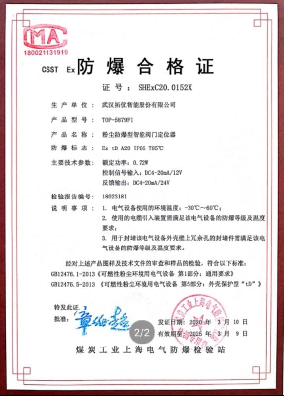 Explosion-proof certificate - Wuhan TORLEO Intelligent Co., Ltd.