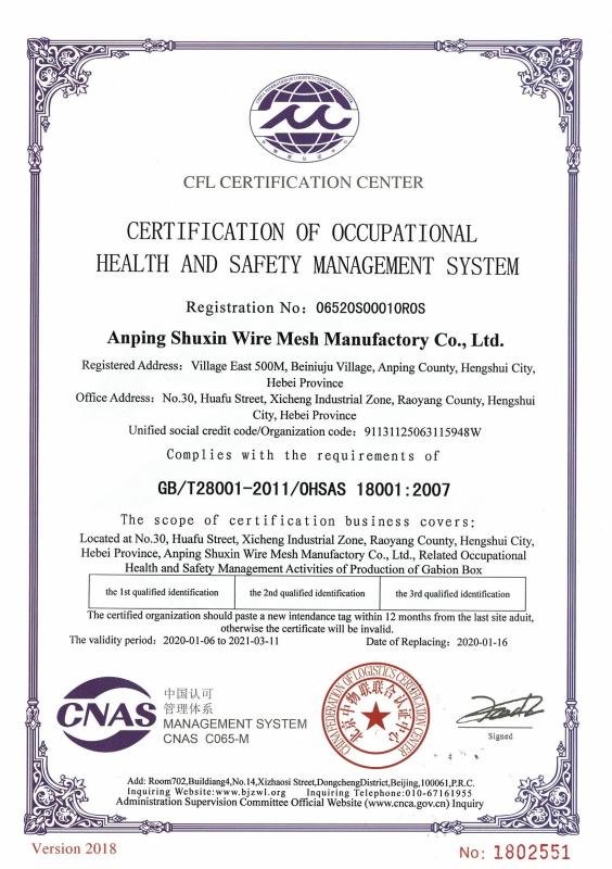 ISO - Anping Shuxin Wire Mesh Manufactory Co., Ltd.