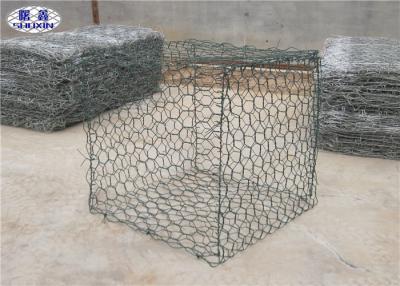 China Plastic Coated Gabion Wall Cages / Hexagonal Rock Filled Gabion Cages for sale