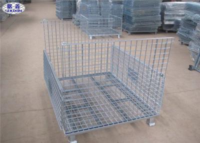 China Metal Storage Wire Mesh Pallet Cages Basket Foldable Lockable COC Certificated for sale