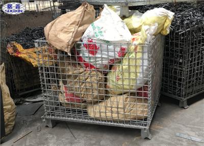 China As gaiolas resistentes da pálete da rede de arame galvanizaram a cesta dobrável de aço estirada a frio à venda