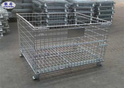 China Folding Stackable Industrial Wire Containers Pallet Cage With U Shaped Channel for sale