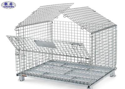 Chine Cages de palette de grillage de transport, cages en acier soudées de stockage de maille avec la couverture à vendre