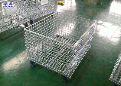 China Durable Folding Wire Mesh Pallet Cages Glavanized Metal  Stillage Container for sale