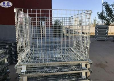 China Size Customized Wire Mesh Pallet Cages , Metal Folding Collapsible Pallet Cages for sale