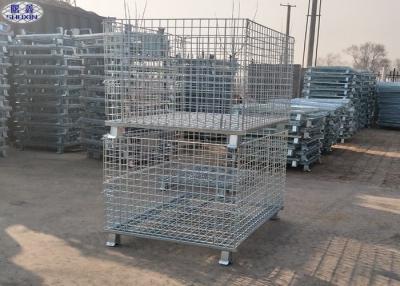 China Foldable Lockable Metal Wire Mesh Pallet Cages for Transportation for sale