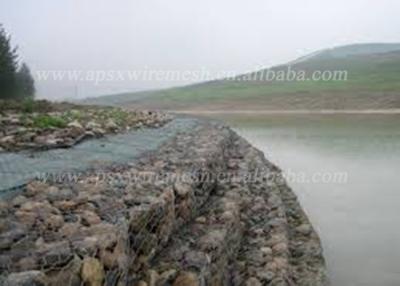 China Hot Galvanized / Pvc Coated Mesh Gabion Baskets Stone Filled River Protect for sale