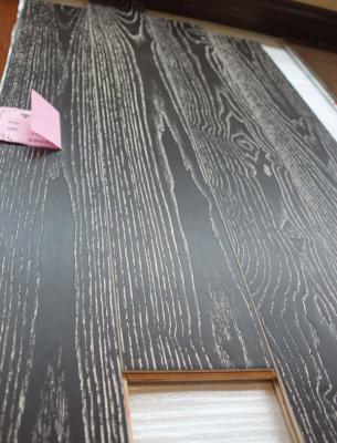 China China Ash engineered wood flooring, white washed and black stained for sale