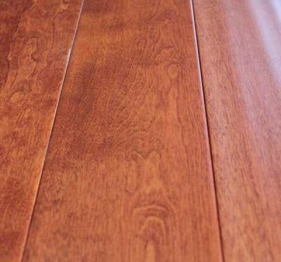 China Birch Engineered Wood Flooring-wheat color, handscraped and UV lacquer for sale