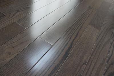China Red oak Solid hardWood Flooring, city gray stained and UV lacquer for sale