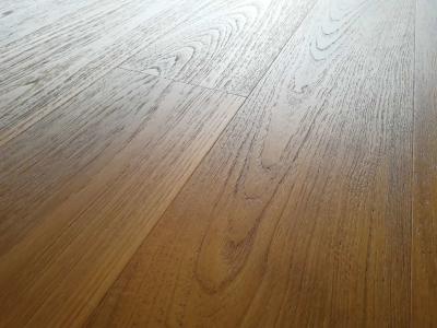 China premium AB grade Burma Teak Engineered Wood Flooring with slight brushed surface and natural vanished for sale