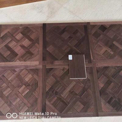 China Stained American Walnut Versailles Parquet Engineered Flooring, 600x600x15MM, 4MM walnut lamellas, smooth, UV lac for sale