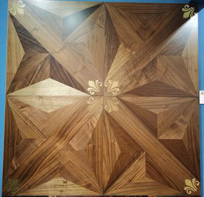 China Metal Inlayed Parquet Wood Flooring, brass / stainless steel mixed with wood for sale