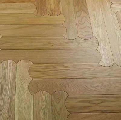 China Quality Shaped Parquet, Curved Herringbone Oak Flooring, Natural Lacquer en venta