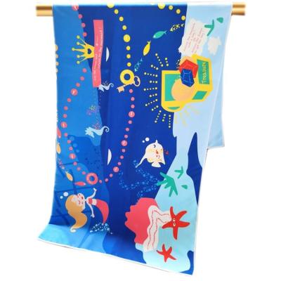 China microfiber kids pool beach towel turkish quick dry beach tower tower poncho for kids with Underwater World for sale