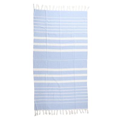 China extra large striped turkish towel turkish towels organic cotton gauze fluffy blue beach towel for sale