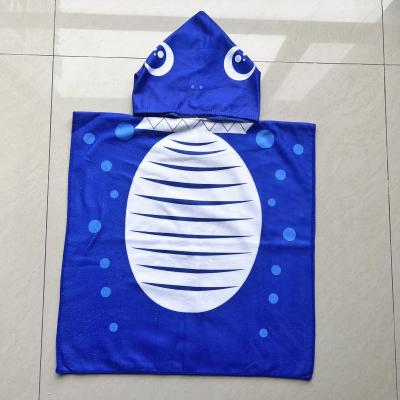 China Summer Hot Sell Microfiber Poncho Kids Wholesale Kid Hooded Surf Poncho Beach Towel for sale
