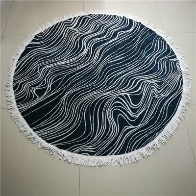 China large size 100% Cotton  custom jacquard  round beach towel with fringe for sale