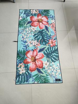 China RPET recycled polyester material waffle fabric custom design double side printing beach towel for sale