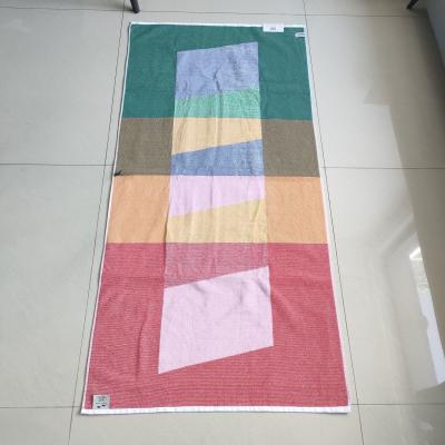 China Wholesale 100%  cotton jacquard beach towel beach towels green and orange vertical stripes sublimation beach towels for sale