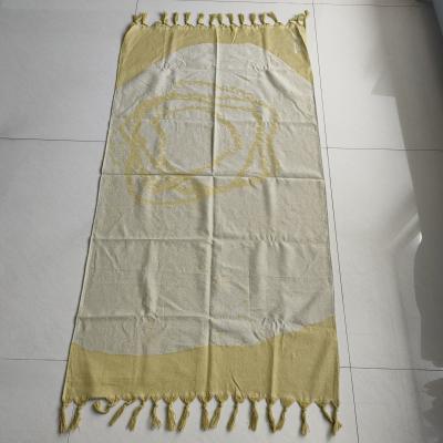 China wholesale light weight beach towel polyester cotton with tassel custom oversized recycled  turkish beach towel for sale