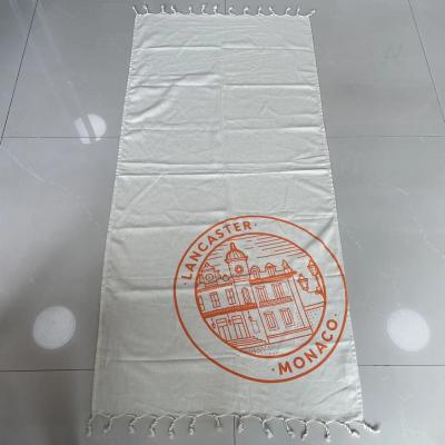 China Large size wholesale beach blanket towel custom beach towel fringe custom high quality light weight beach towel printed for sale