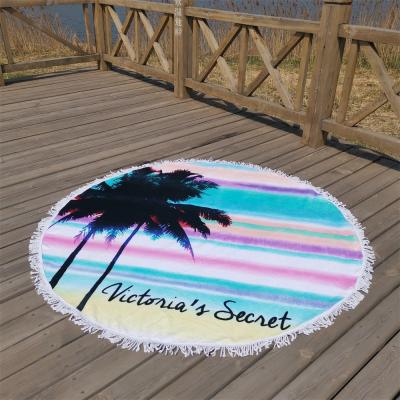 China Factory Direct Sale Sand Resistant Beach Towel Coconut tree round Beach Towels for sale