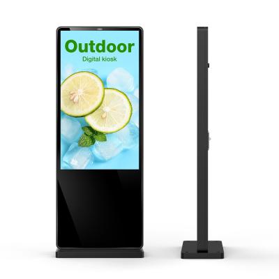 China 65 Inch Outdoor Floor Standing LCD Advertising Display Digital Signage 2500nits Waterproof for sale