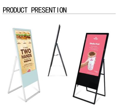 China Foldable Advertising Digital Signage Menu Board Floor Stand Type 3G / 4G Optional for sale