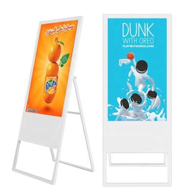 China Portable Mobile 49 Inch Floor Stand Poster LCD Advertising Digital Signage Display Boards for sale