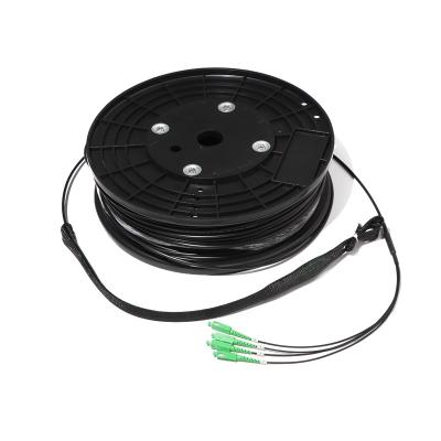 China Custom Assemblies Pre Terminated Multi Fiber Cables SC APC Cord With Pulling Sock 4F for sale