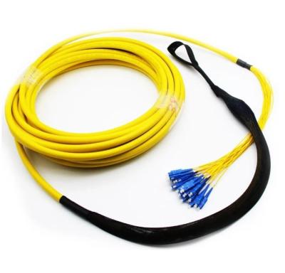 China Pre Terminated Single Mode Fiber Cable Assemblies 24 Core LC/UPC SC/UPC With Pulling Eyes for sale