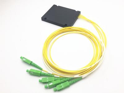 China Plc 1x4 ABS Box Fiber Optic Splitter SC/APC Connectors For FTTH CATV GEPON Solutions for sale