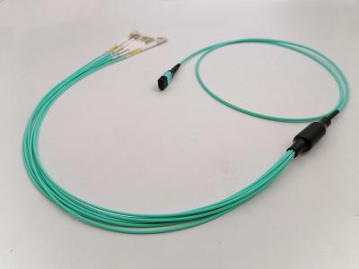 China OM3 8F MPO LC Multimode Breakout Cable Type B Plenum OFNP 5m for sale