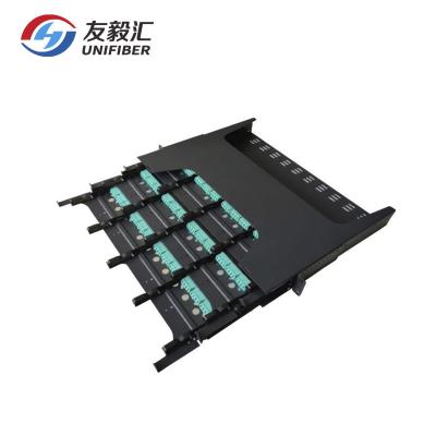 China LC Connector 1U 144 Fiber MPO Patch Panel 12F Cold Rolled Steel for sale