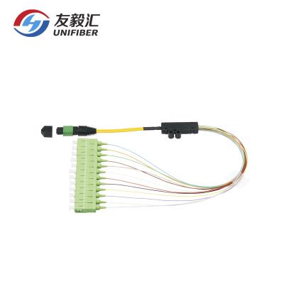 中国 SCのブレイクアウト パッチ ケーブルの平らなリボンへのOM5 12繊維MPO 販売のため