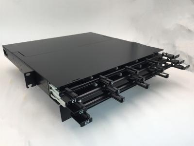 China Schalttafel OM3 1U 144F MPO in mehreren Betriebsarten mit Modulen der Kassetten-12x12F zu verkaufen