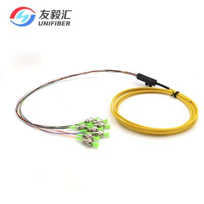 China Ribbon Fanout Fiber Optic Pigtail FC APC G657A2 Single Mode 8 12 Strands for sale