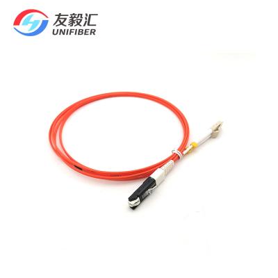 China GGP Coated Fiber Optic Patch Cord Multimode OM1 VF45-LC Duplex 1m LSZH for sale