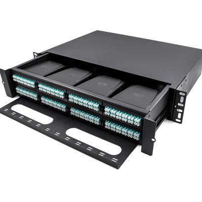 China 192 Ports HD MPO Fiber Patch Panel With 8 Cassette Modules Duplex LC OM3 for sale