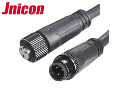 China Black Wire Waterproof Male Female Connector 10A / 300V 3 Pin Metal Screw Type for sale