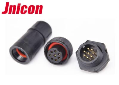 China Black Waterproof DC Connector Plug And Socket 8 Pin LED Lighting Panel Mount IP67 for sale