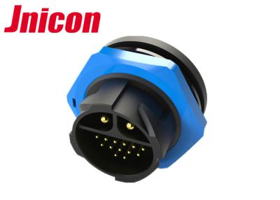 China High Voltage Waterproof Data Connector M25 20 Pin IP67 Panel Mount Blue Color for sale